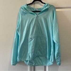 Old Navy Light Blue Hooded Windbreaker Quarter Zip Pullover Women’s Size XL